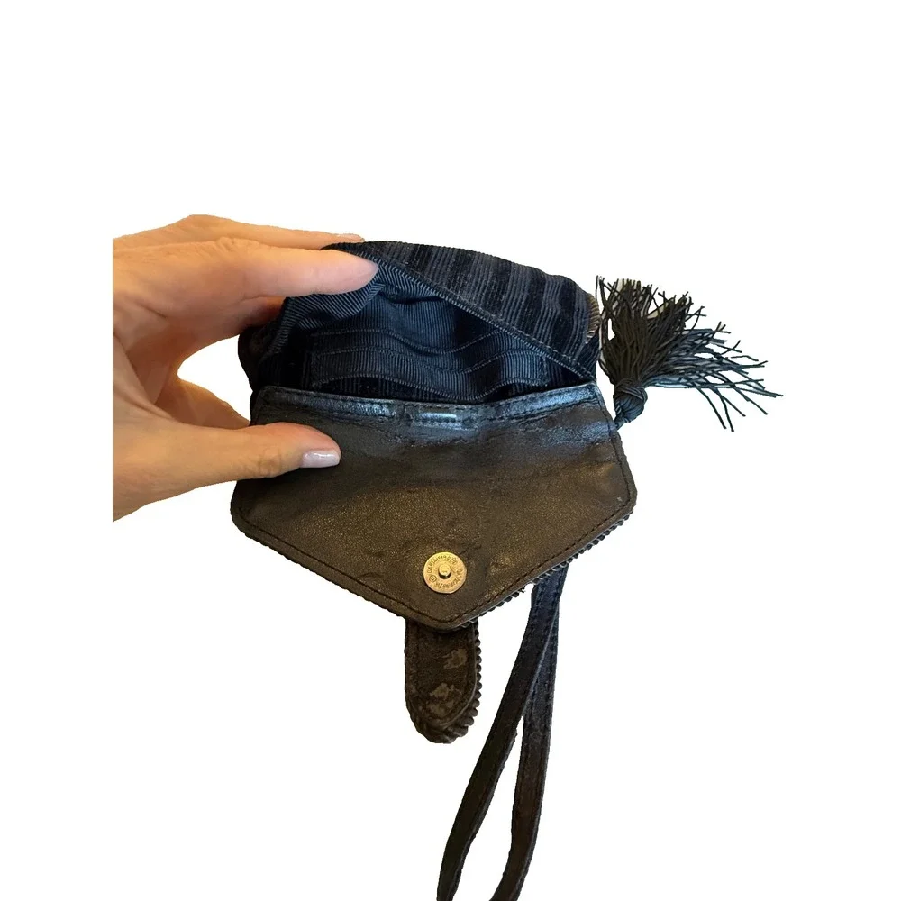 SR Squared by Sandra Roberts Women's Velvet Wristlet/Mini Purse; Tassel; Black‎